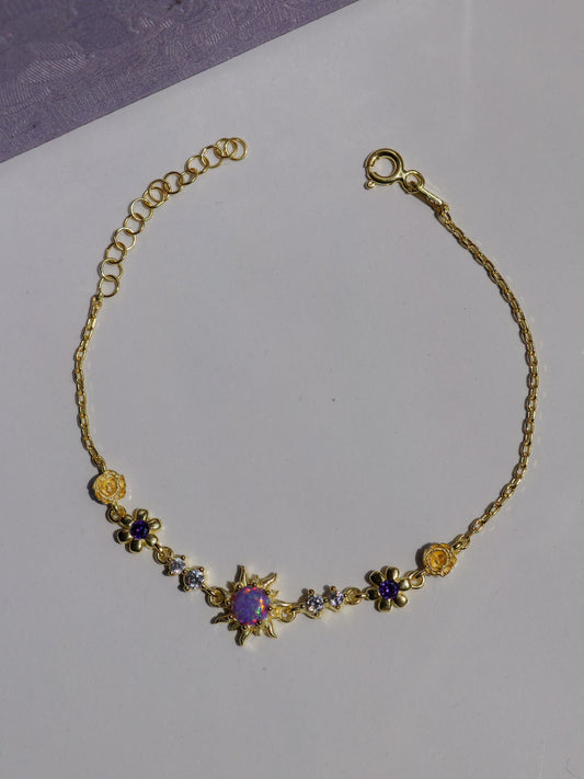 Rapunzel Sunflower Opal 925 Silver Bracelet