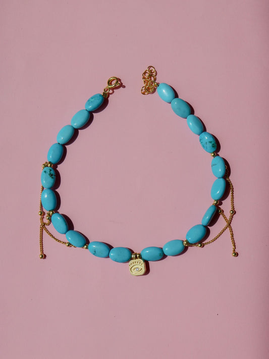 Turquoise Anklet, 925 Sterling Silver