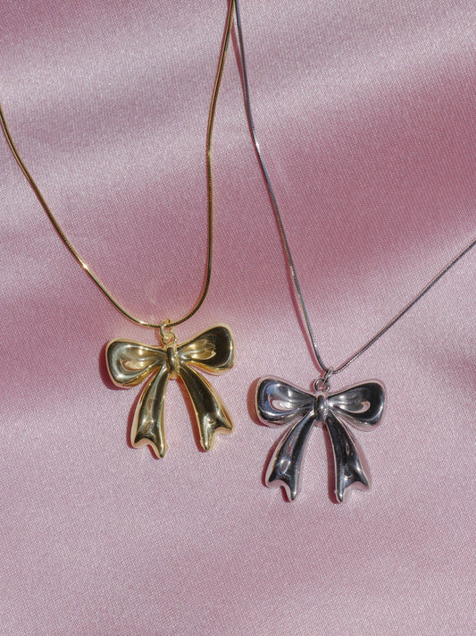 Cute Bow Necklace, 925 Sterling Silver