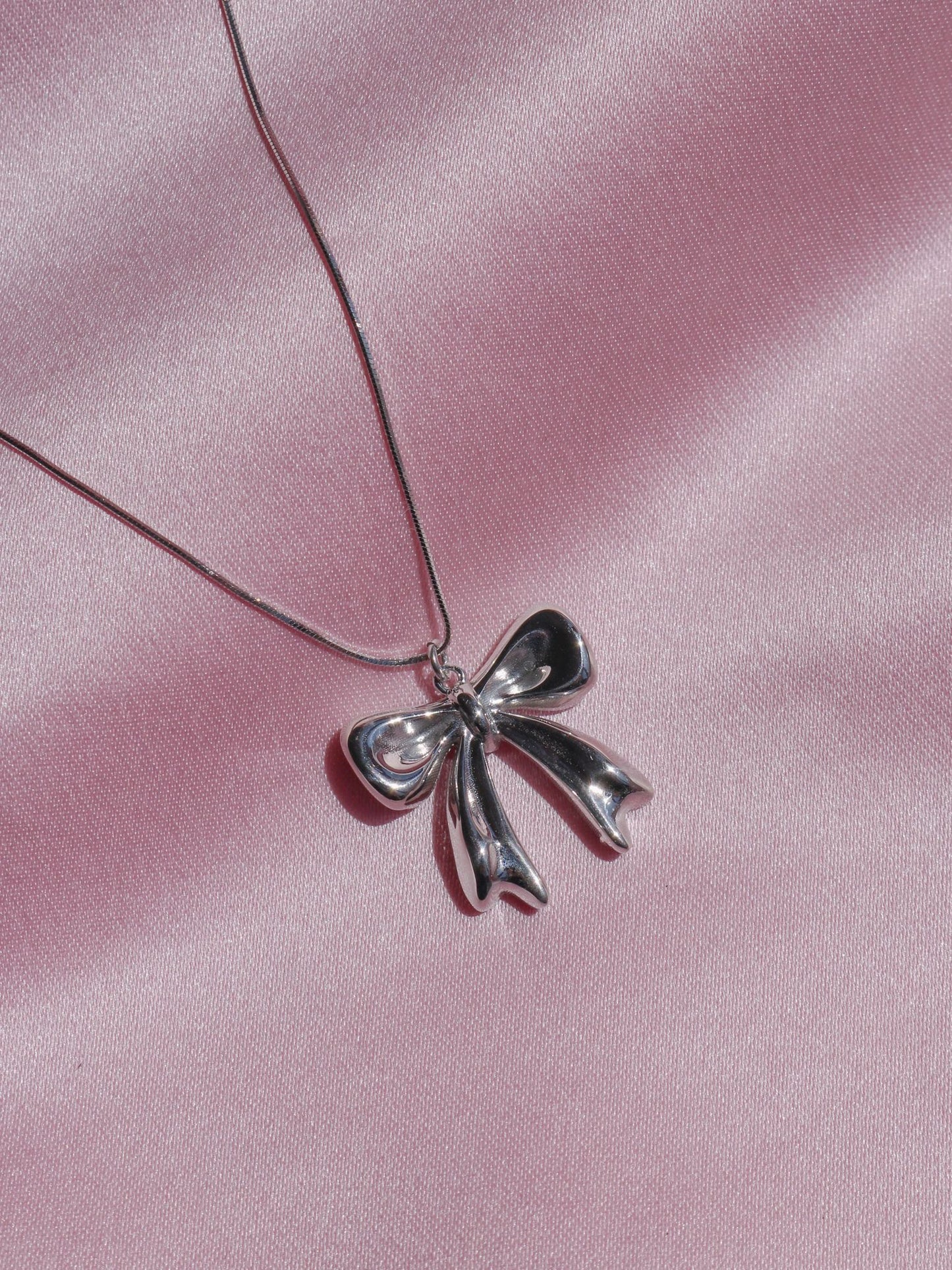 Cute Bow Necklace, 925 Sterling Silver