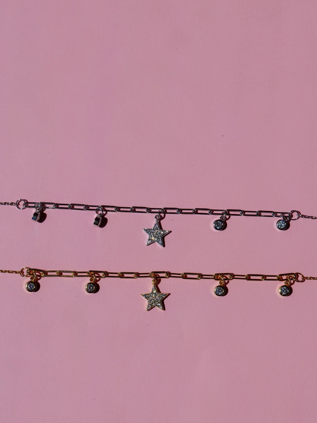 Star Charm Bracelet, 925 Sterling Silver