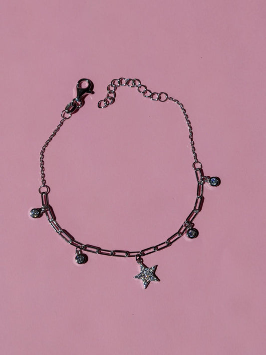 Star Charm Bracelet, 925 Sterling Silver