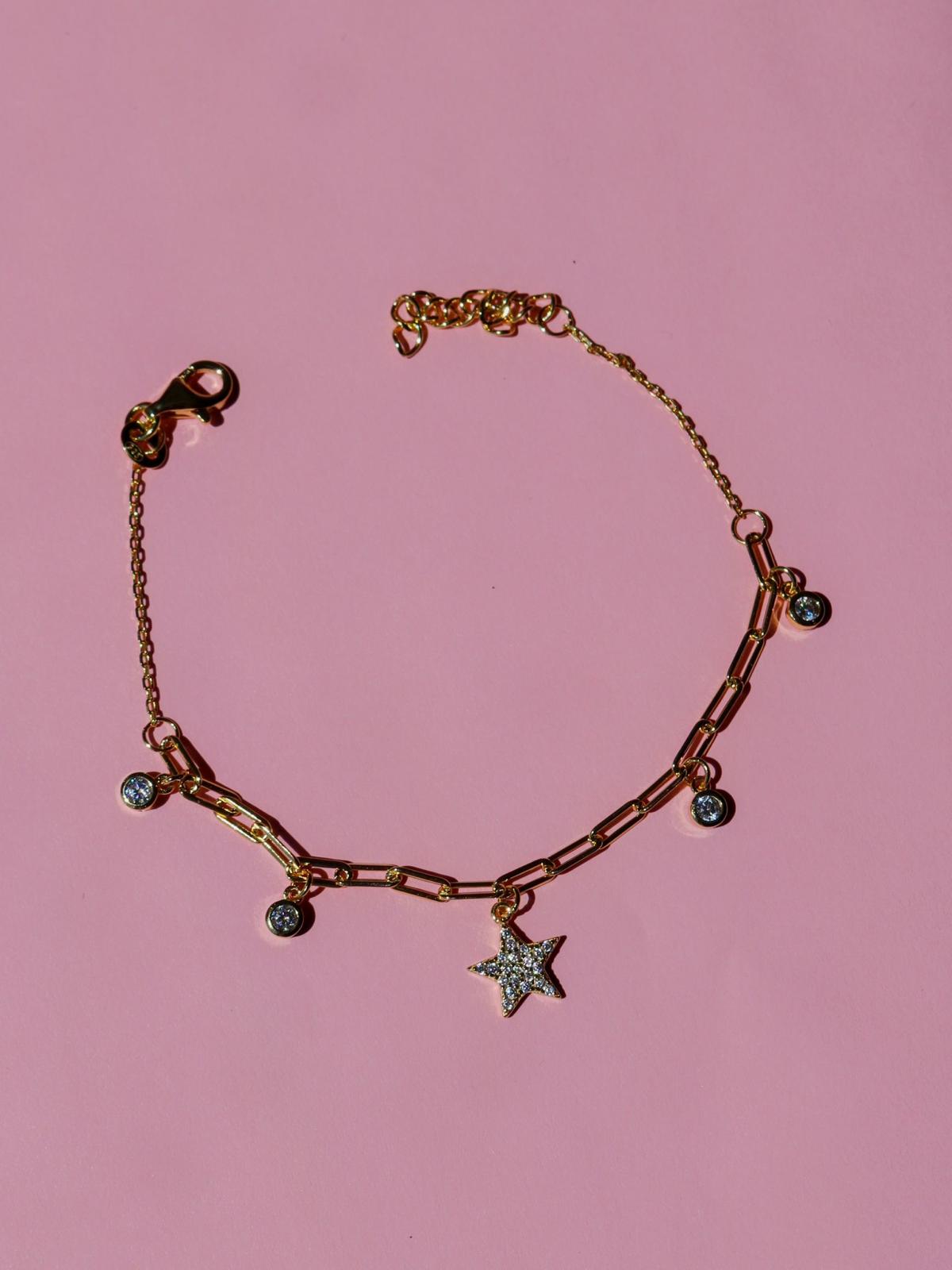 Star Charm Bracelet, 925 Sterling Silver