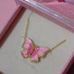 Pretty Pink Butterfly Necklace, 925 Sterling Silver