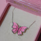 Pretty Pink Butterfly Necklace, 925 Sterling Silver