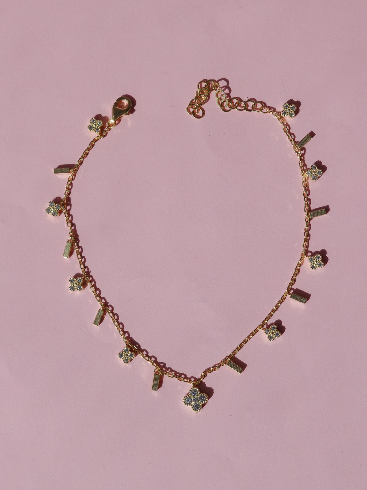 Aesthetic Clovers Anklet, 925 Sterling Silver