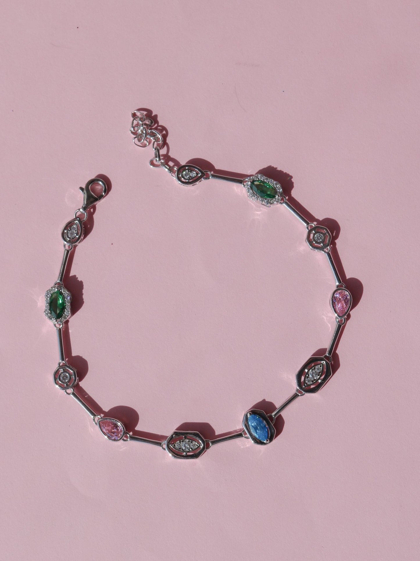 Colorful Glam Bracelet, 925 Sterling Silver