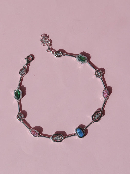 Colorful Glam Bracelet, 925 Sterling Silver