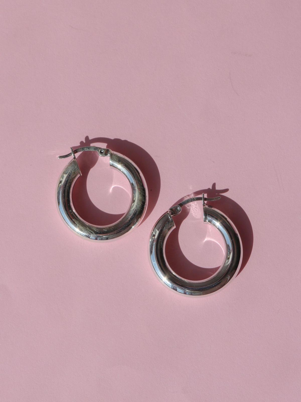 Big Hoop Earrings, 925 Sterling Silver