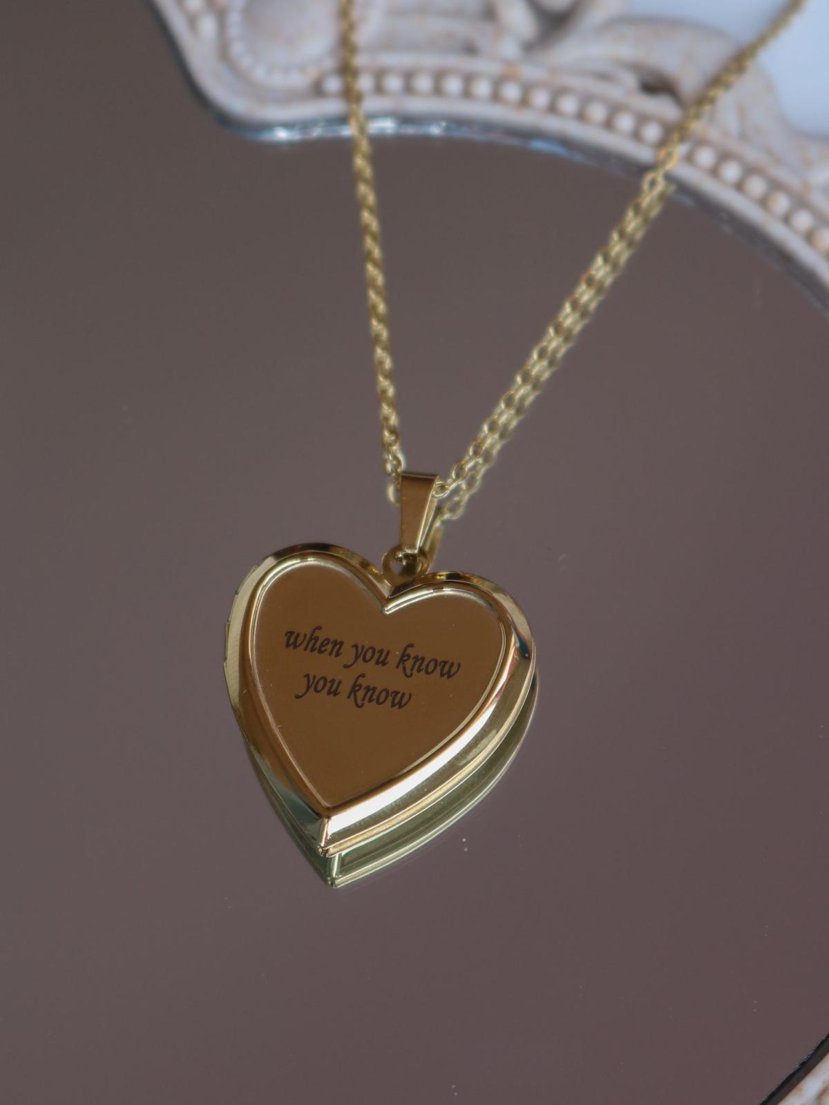 Heart Locket with Photo and Writing Necklace