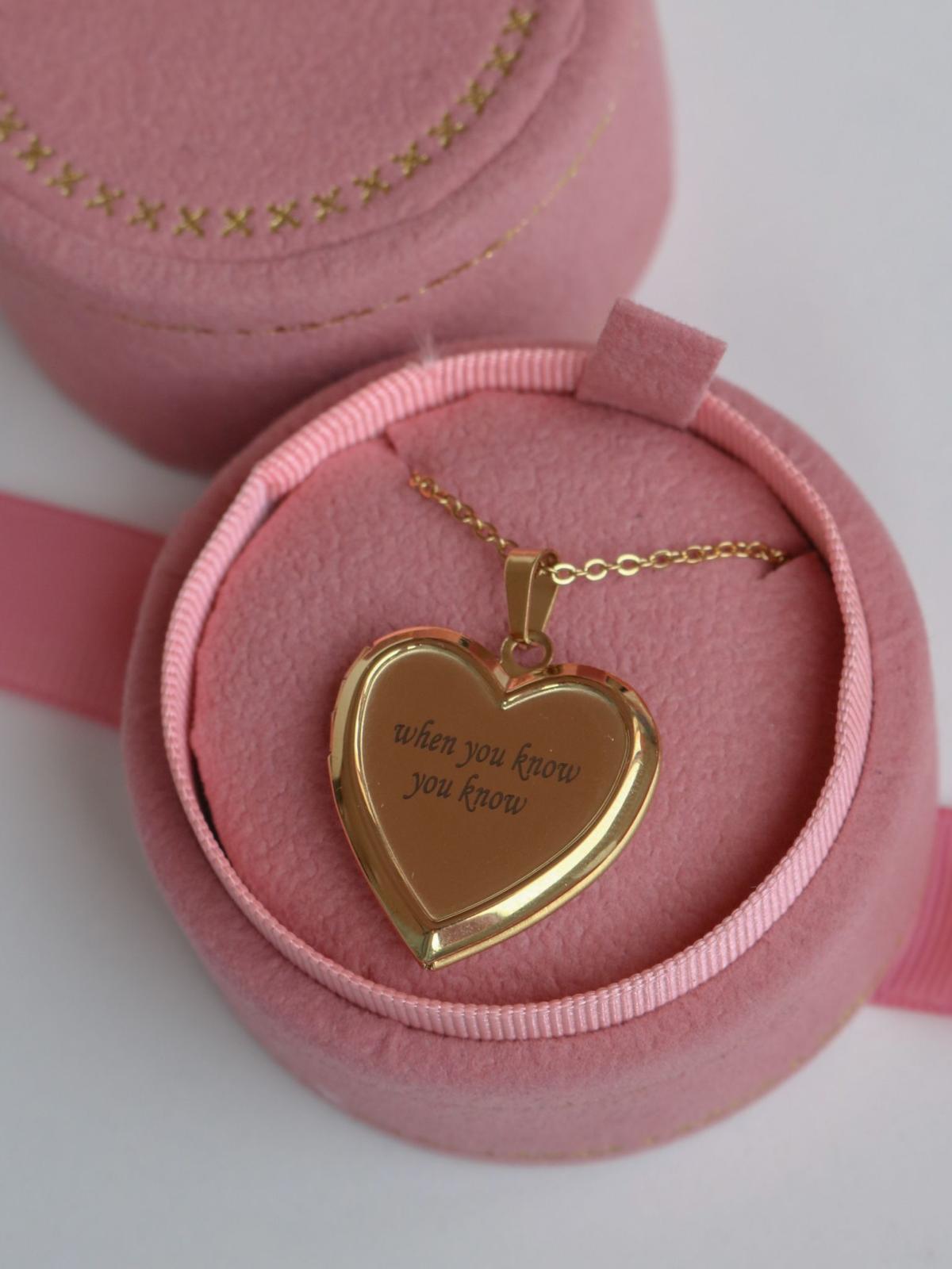 Heart Locket with Photo and Writing Necklace