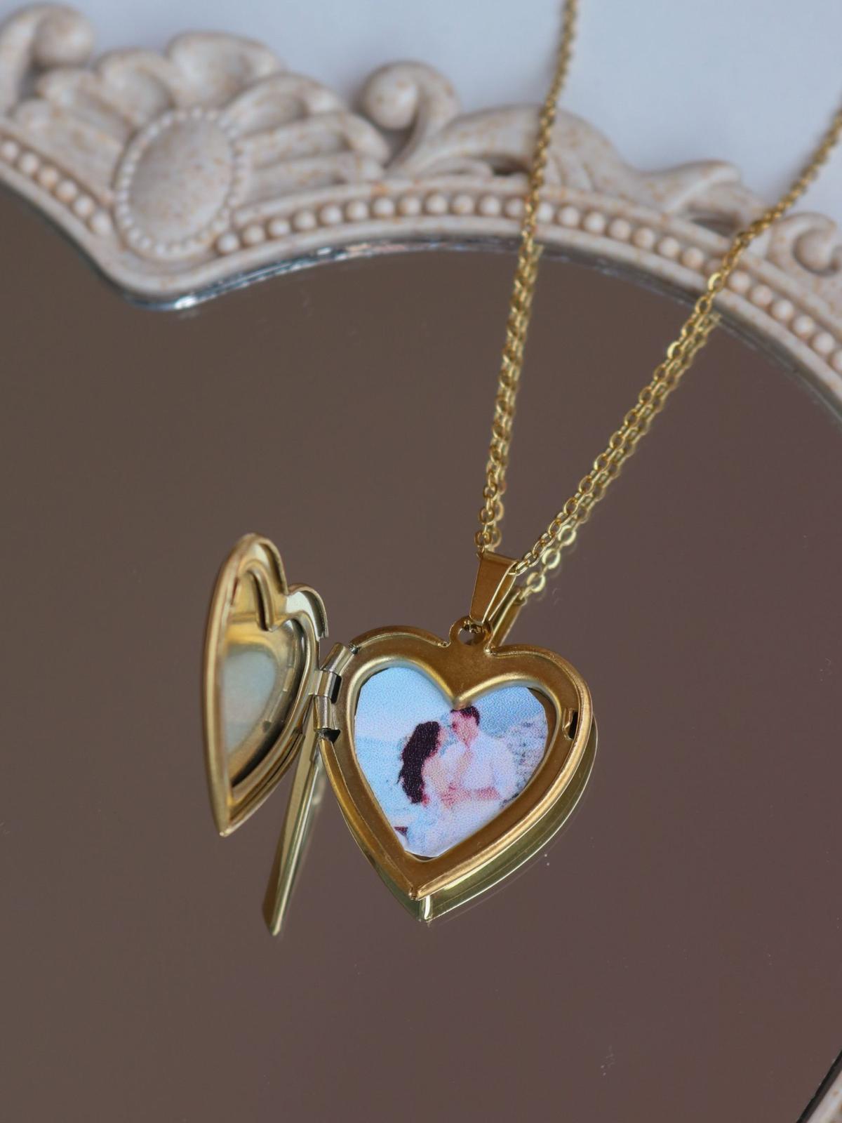 Heart Locket with Photo and Writing Necklace