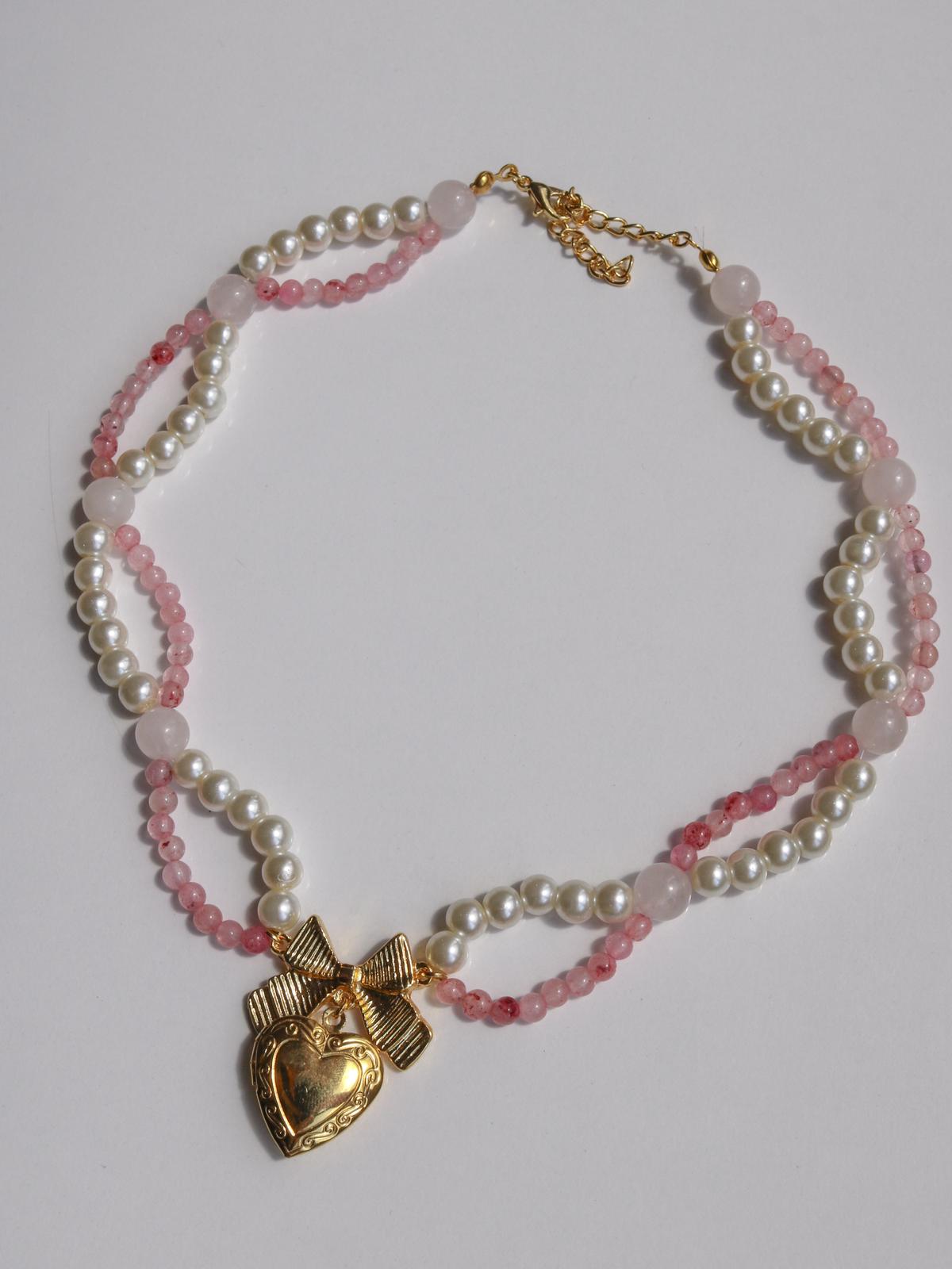 Coquette Pearl Heart Choker