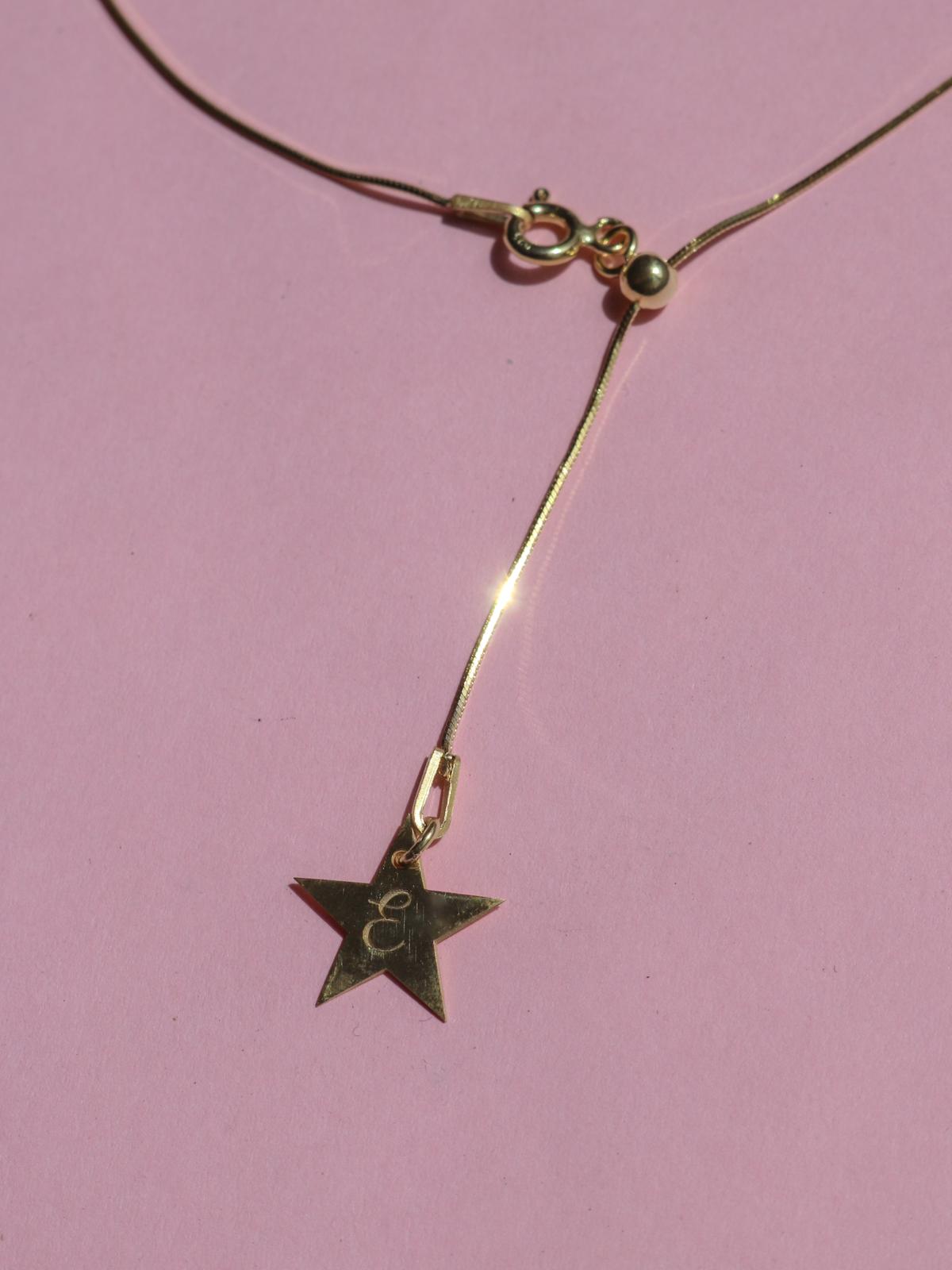 Star Initial Necklace, 925 Sterling Silver