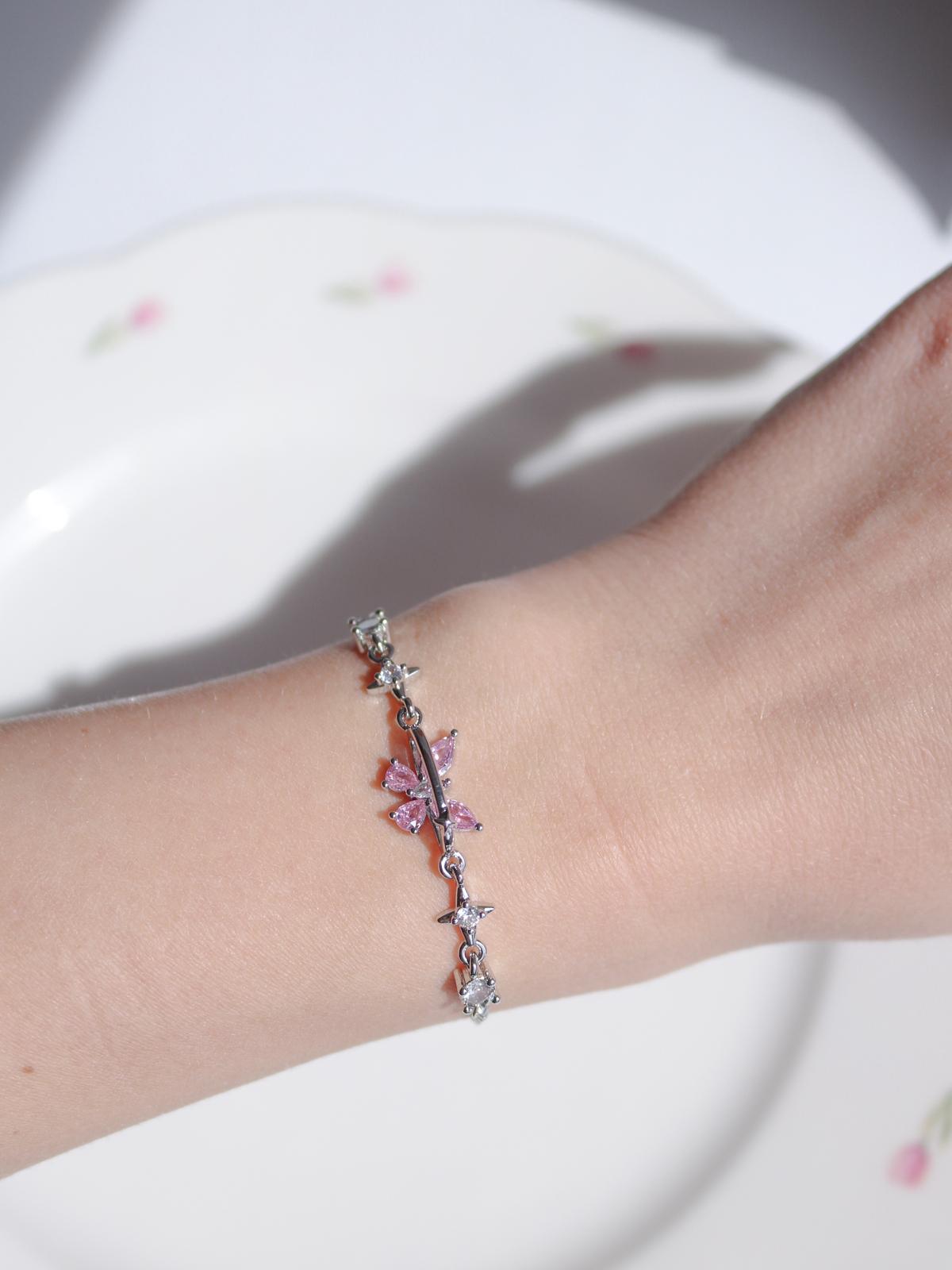Pink Blossom Butterfly  Bracelet