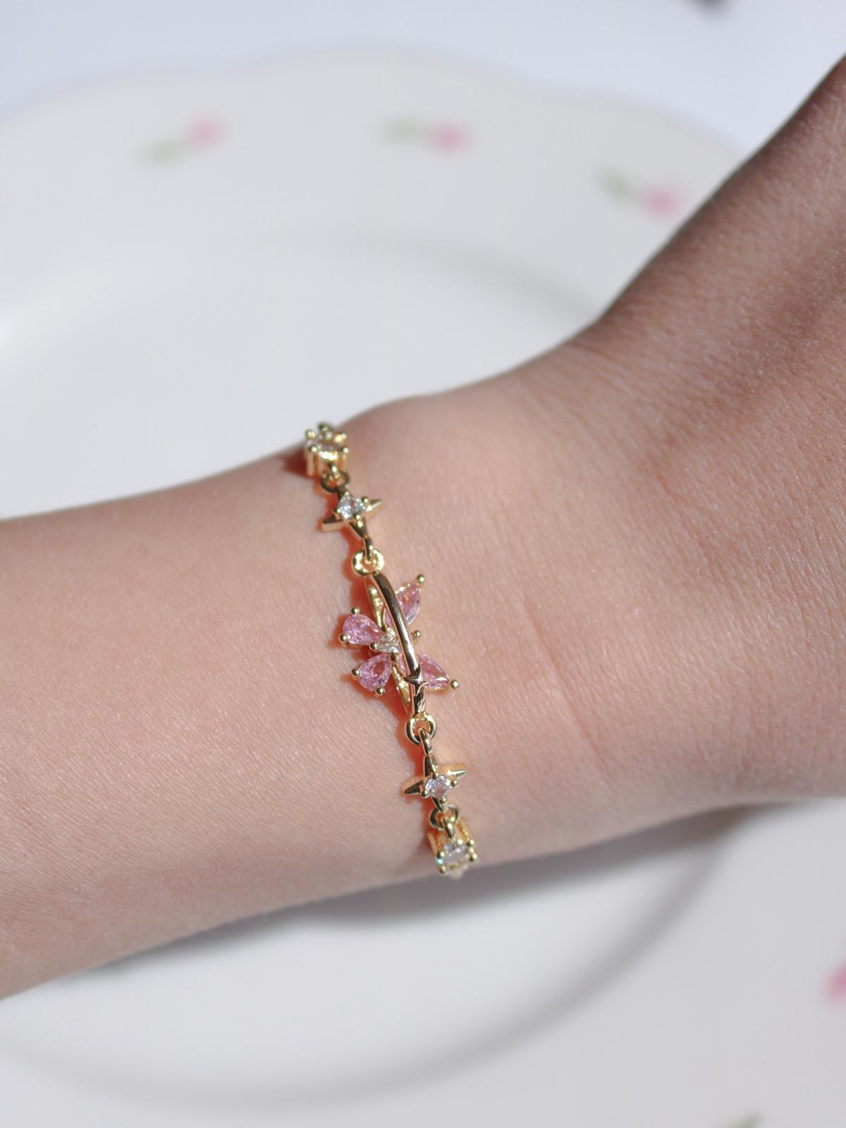 Pink Blossom Butterfly  Bracelet