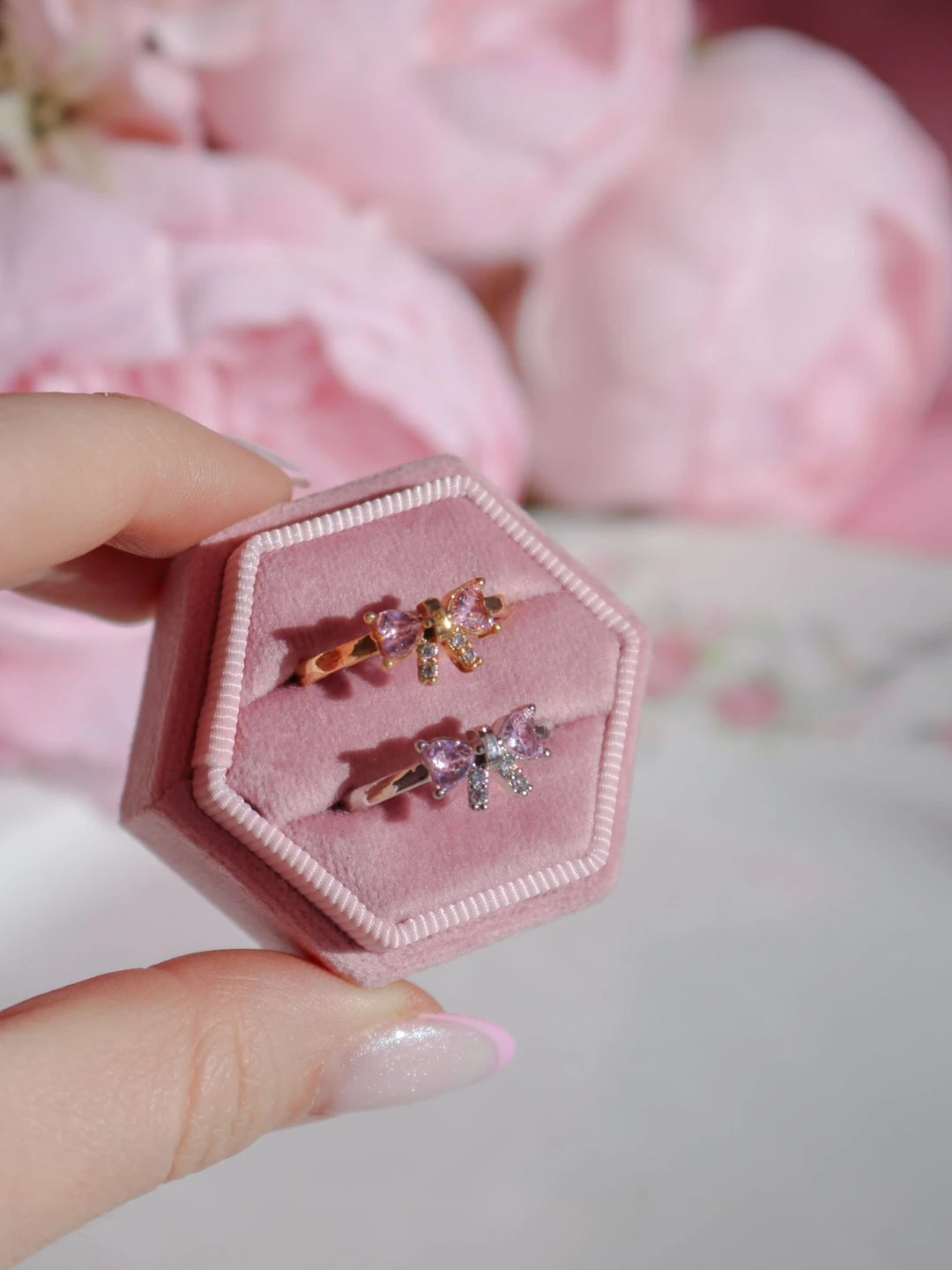 Pink Minimal Bow Ring