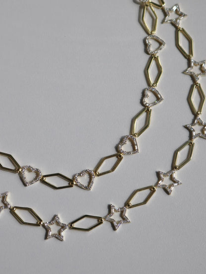 Prism Chain Heart 925 Silver Necklace