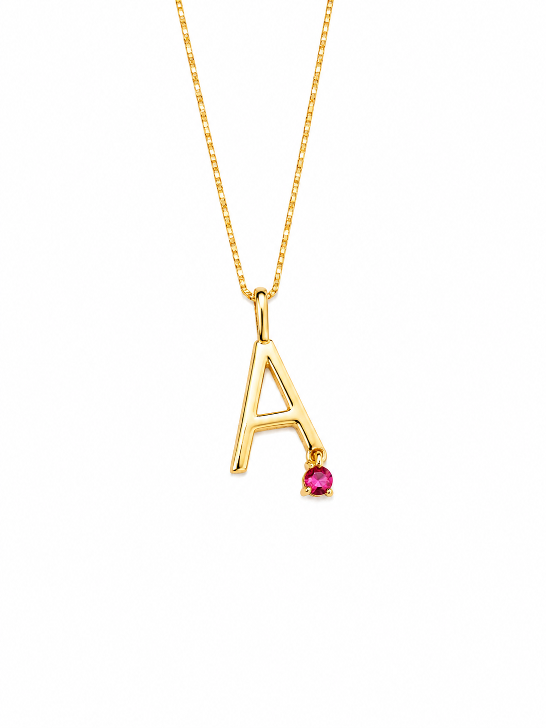 Ruby Letter 925 Sterling Silver Necklace