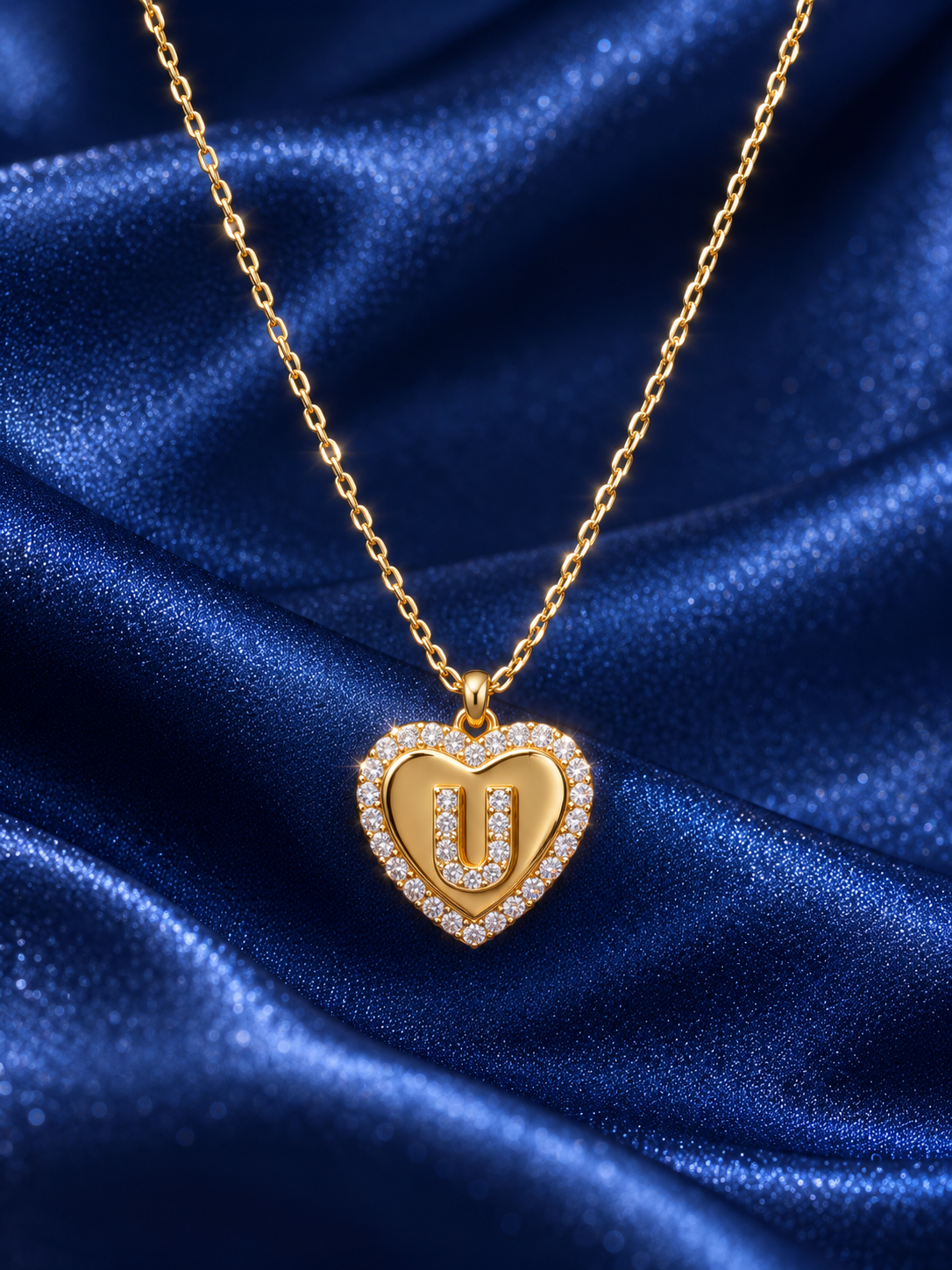 Heart Letter Necklace, Initial Necklace, Gold Plated 925 Sterling Silver Necklace