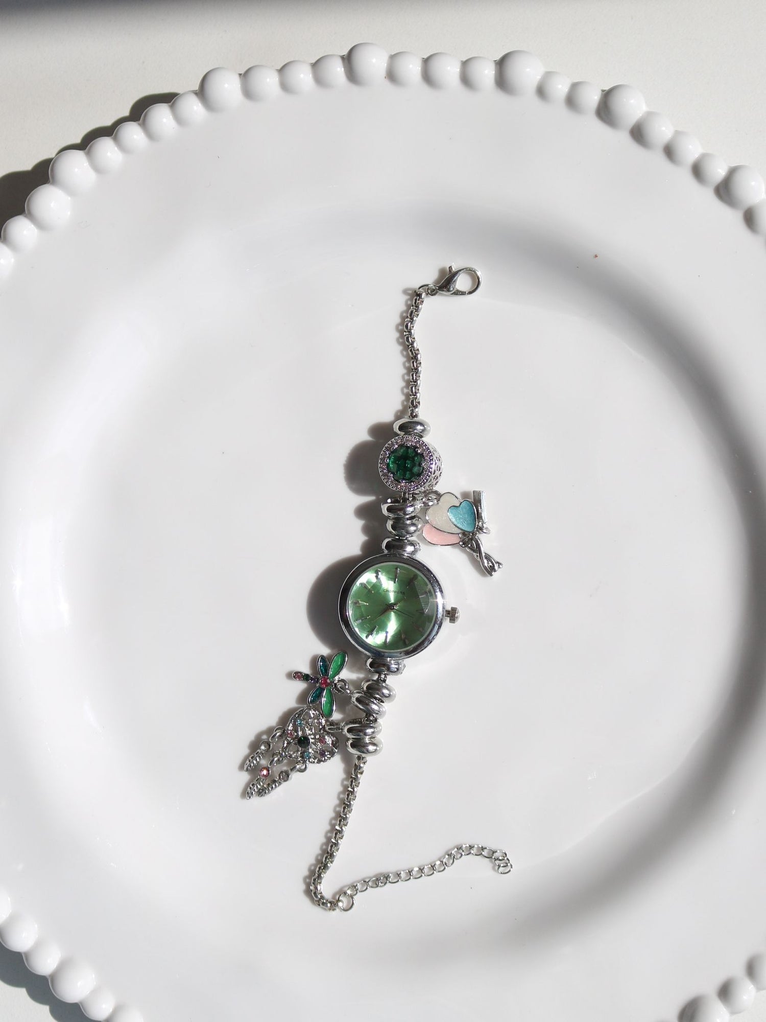 Cute Green Dragonfly Charm Watch