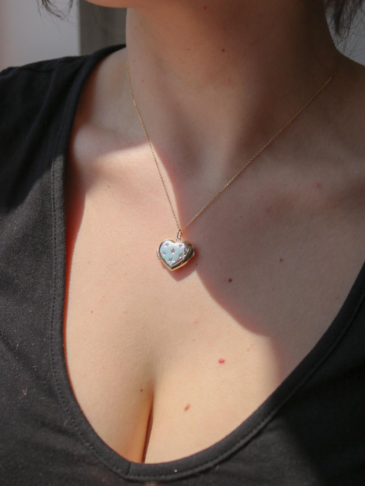 Star Dust Personalized Photo Locket 925 Sterling Silver Necklace