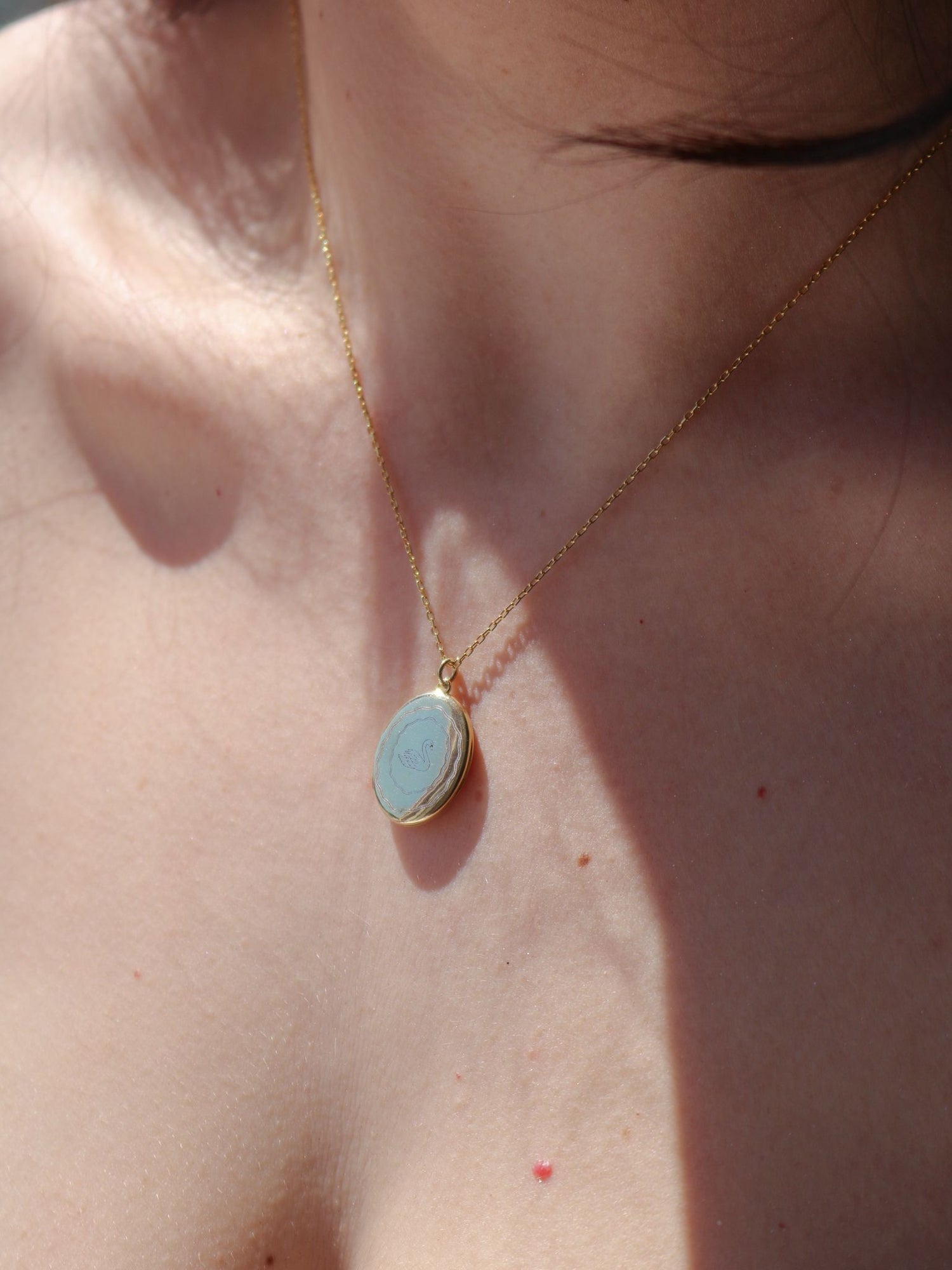 The Swan Lake Personalized Photo Locket 925 Sterling Silver Necklace