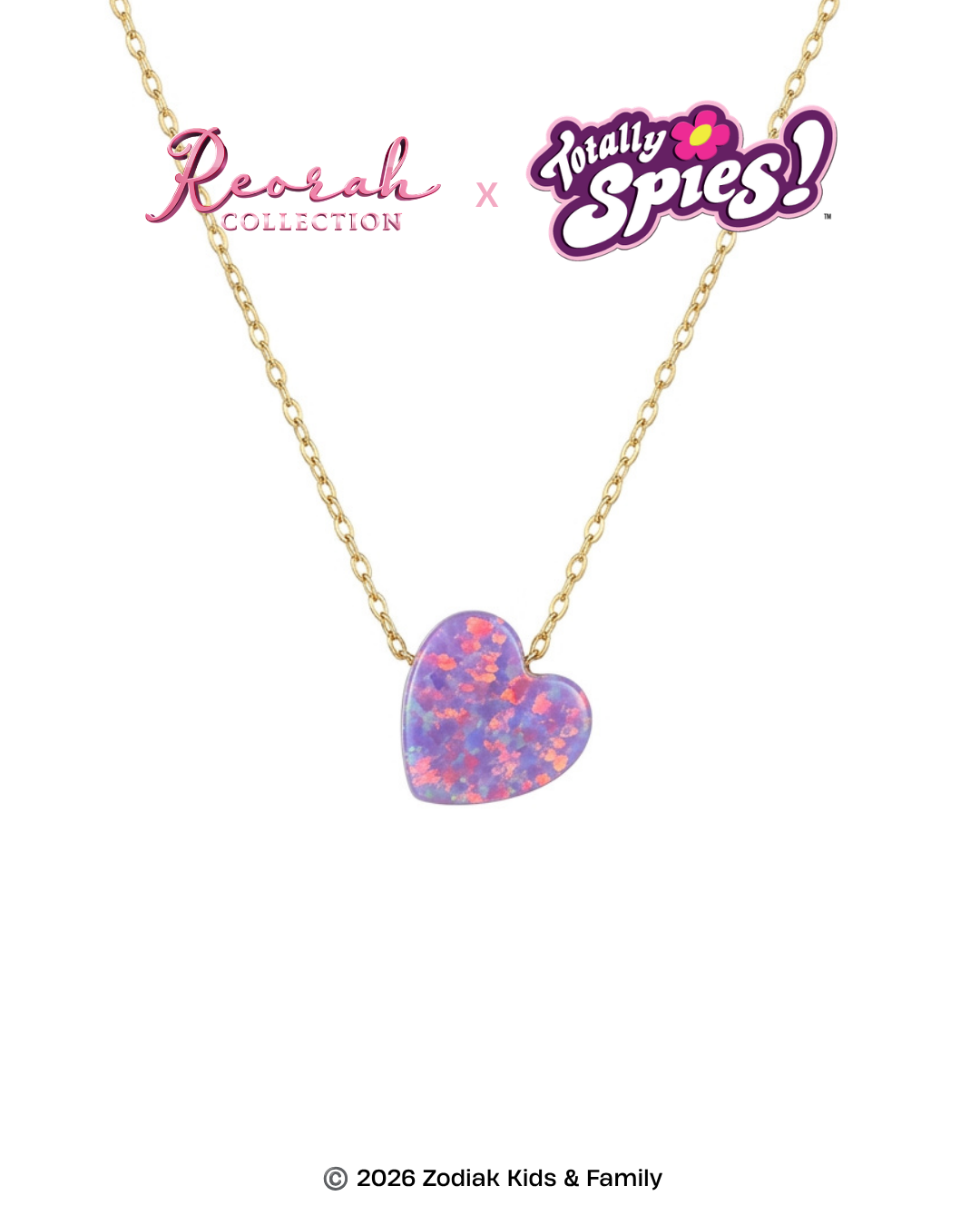 Totally Spies! Lilac Opal Heart Necklace