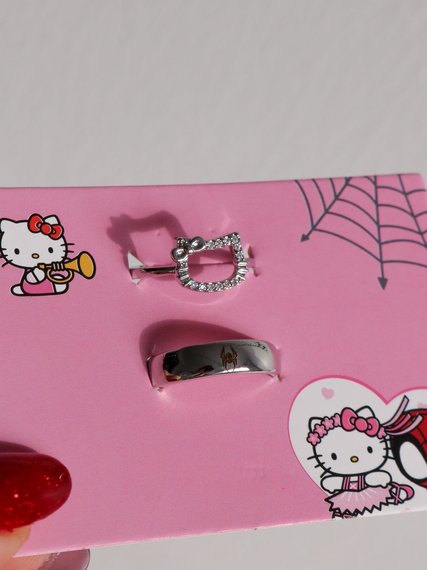 Hello Kitty Couple Rings Kitty And Spider Couple Rings, Cute Ring