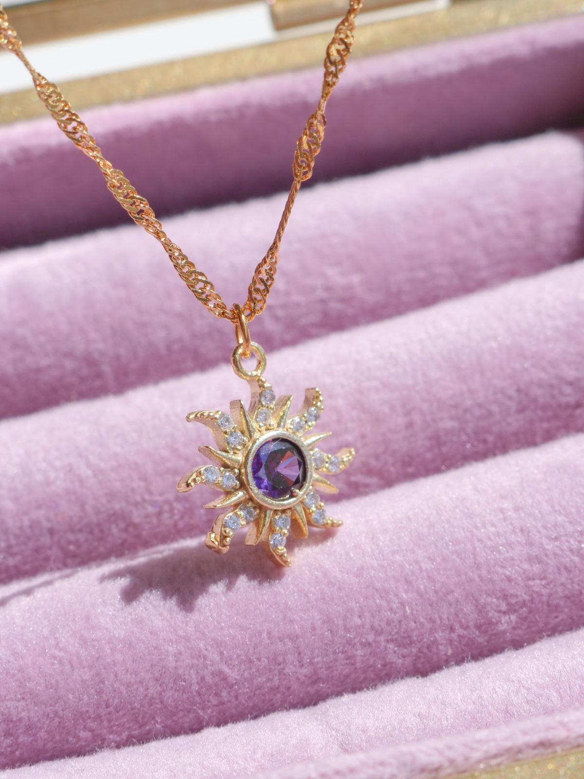 Rapunzel Minimal Purple Sun Necklace, Princess Jewelry vol2