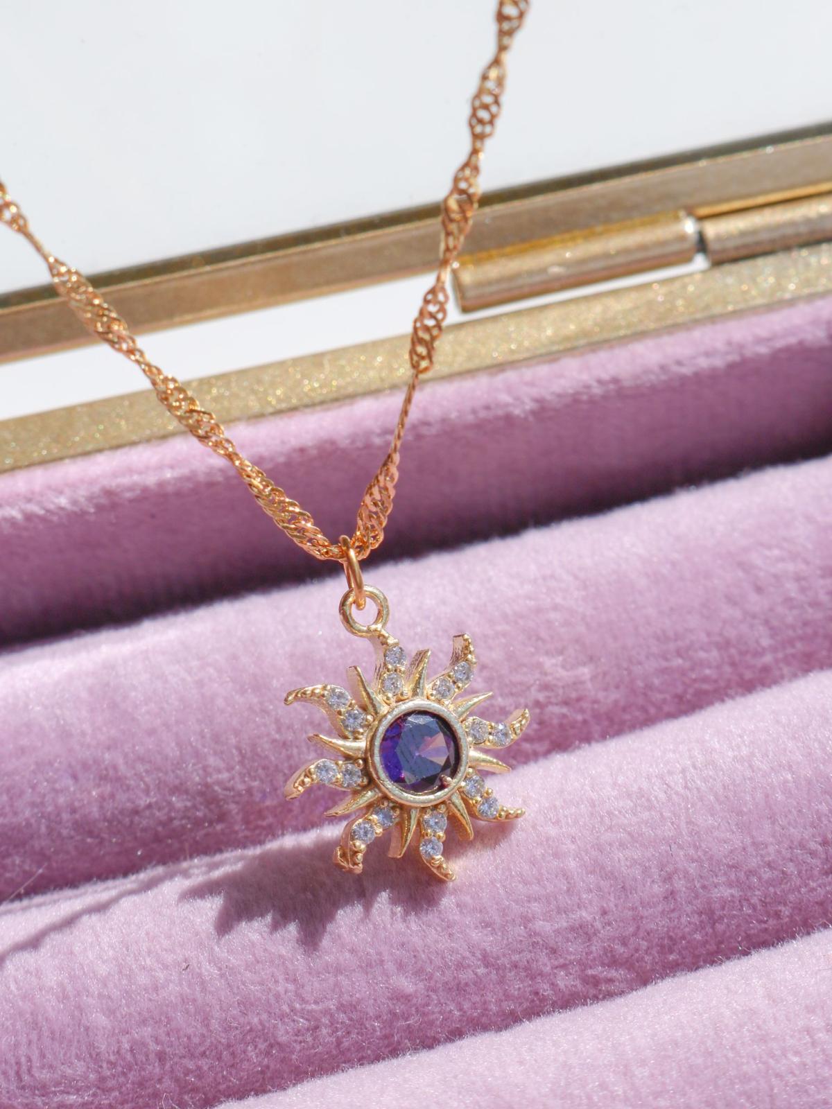 Rapunzel Lila Sonne Halskette, Prinzessin Schmuck, Lila Sonne Halskette, Geek Schmuck, Tangled Sun Halskette 