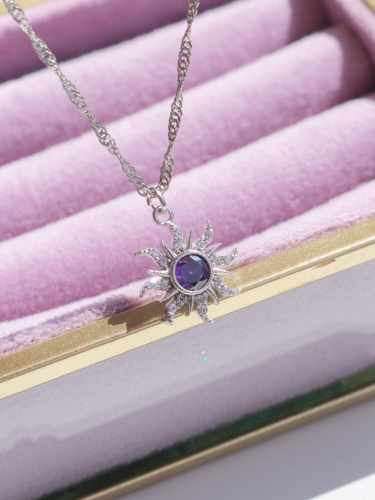 Rapunzel Minimal Purple Sun Necklace, Princess Jewelry vol2