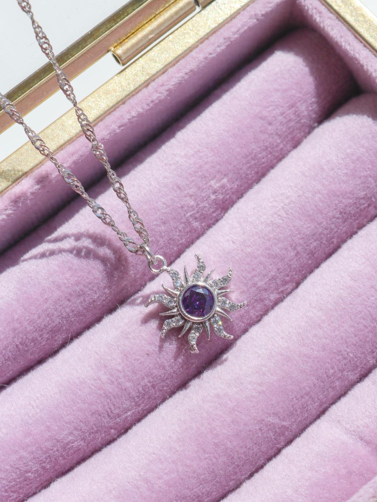 Rapunzel Minimal Purple Sun Necklace, Princess Jewelry vol2