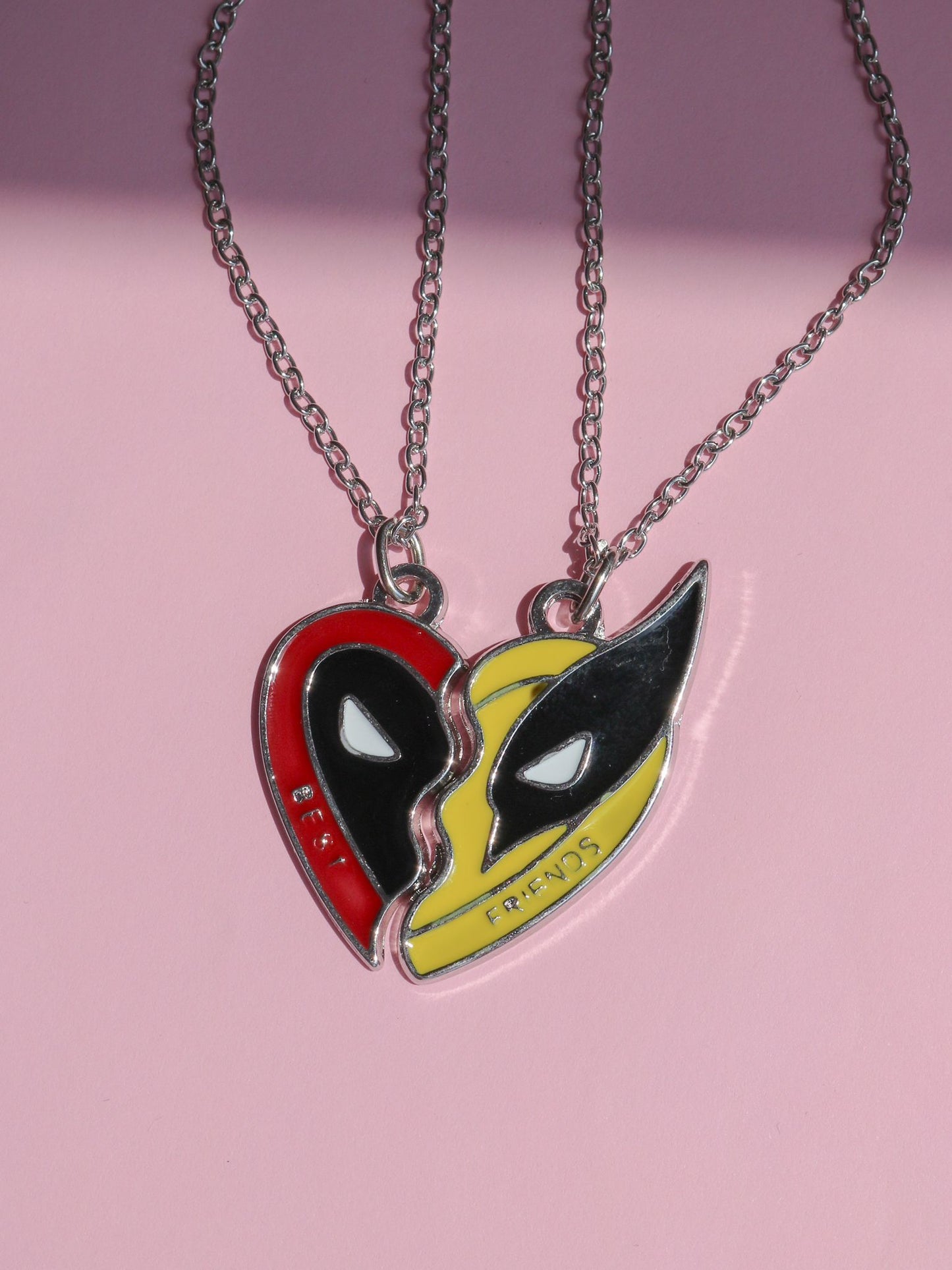 Deadpool x Wolverine 2pcs Enamel BFF Necklace, Cartoon Jewelry