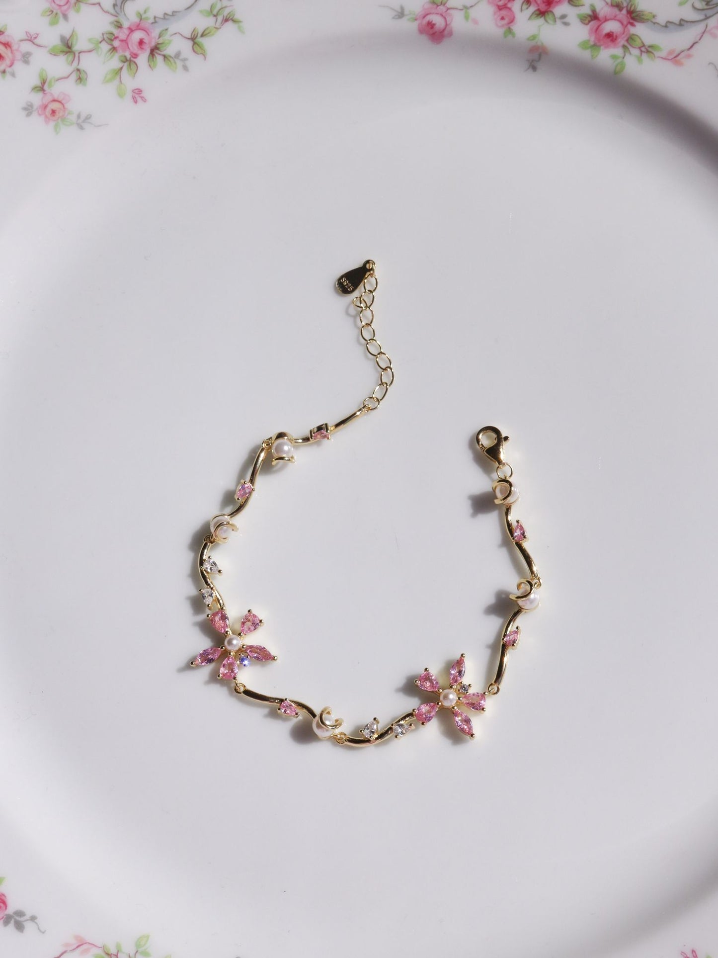 Daisy Flower Bracelet, 925 Sterling Silver