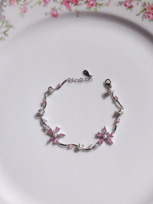 Daisy Flower Bracelet, 925 Sterling Silver