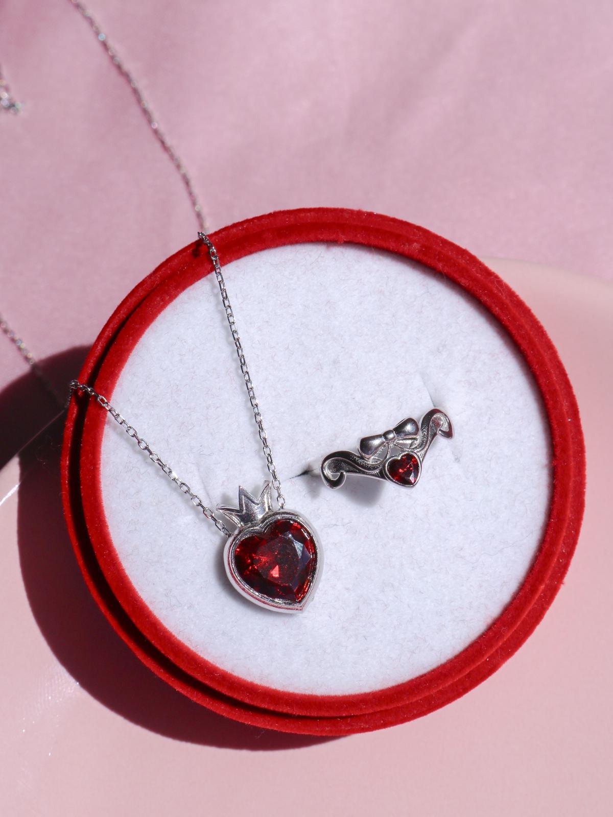 Snow White Necklace and Ring Set, 925 Sterling Silver