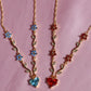 Red Heart Flower Necklace