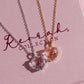 Pink Heart In White Glass Necklace