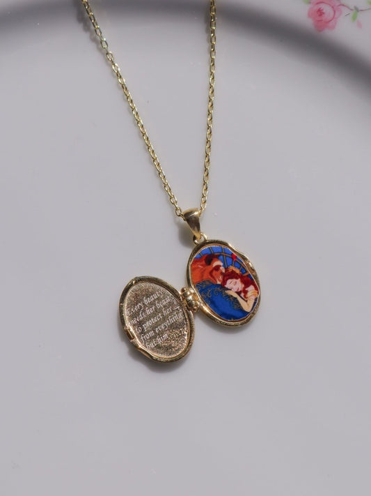 Belle Rose Locket with Photo and Writing Necklace