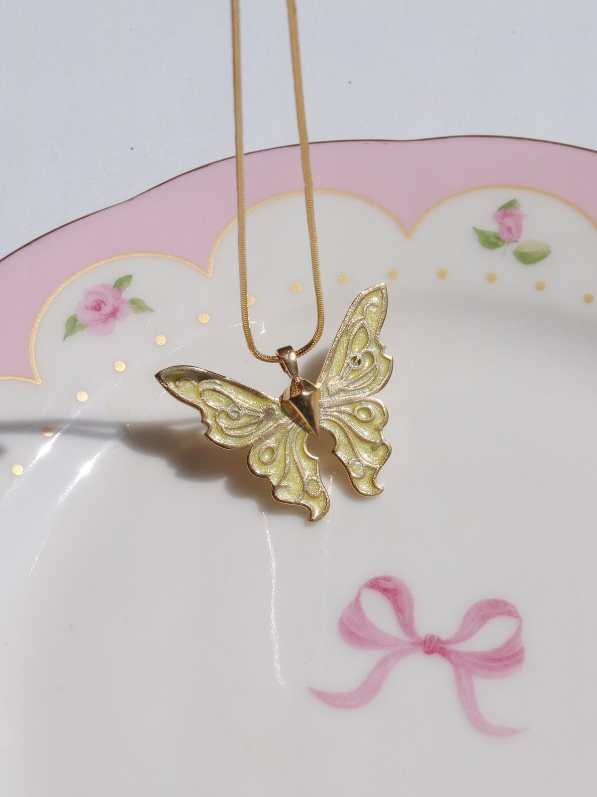 Fairy Guardians Butterfly Necklace, Mermaid Necklace, Gold Plated