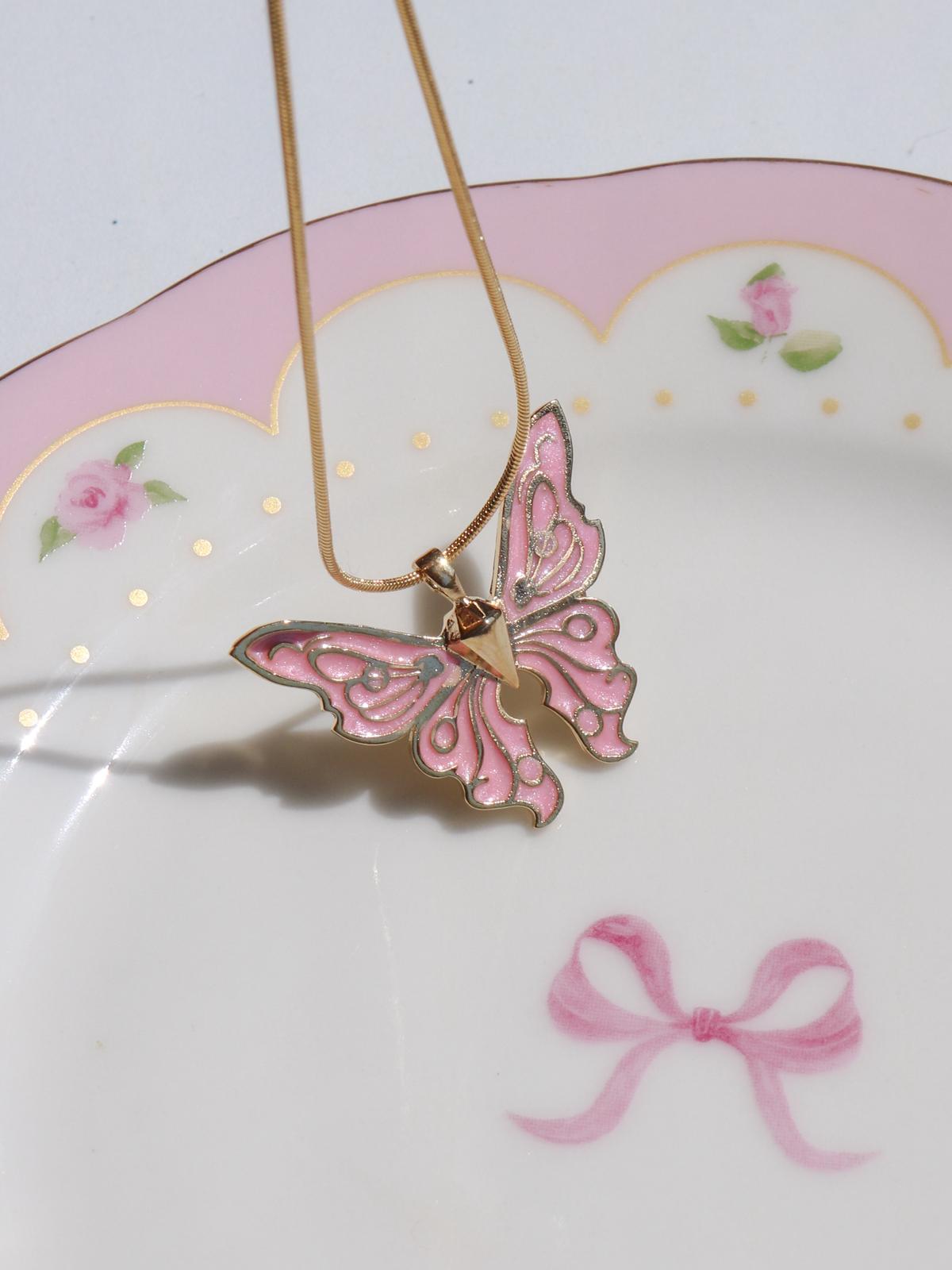 Fairy Guardians Butterfly Necklace, Mermaid Necklace, Gold Plated
