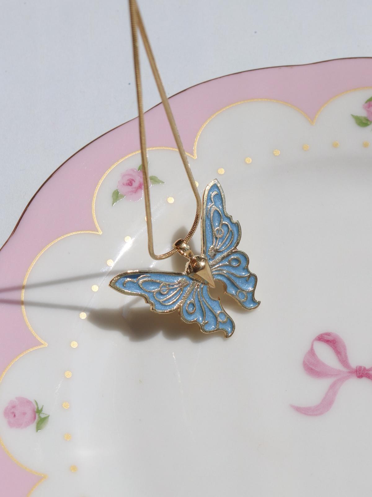 Fairy Guardians Butterfly Necklace, Mermaid Necklace, Gold Plated