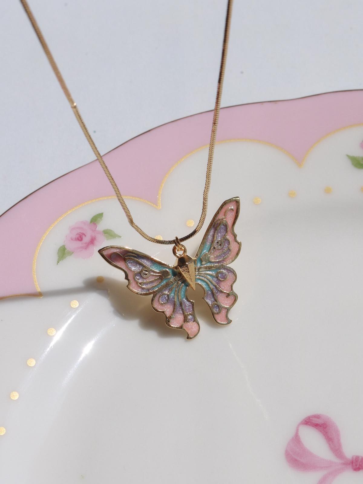 Fairy Guardians Butterfly Necklace, Mermaid Necklace, Gold Plated