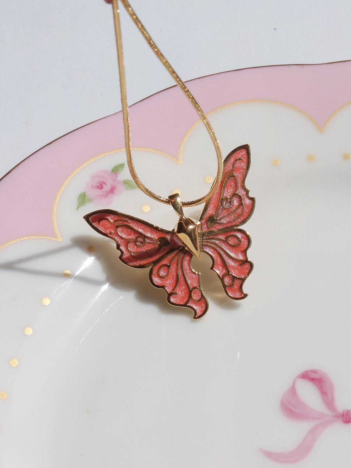 Fairy Guardians Butterfly Necklace, Mermaid Necklace, Gold Plated