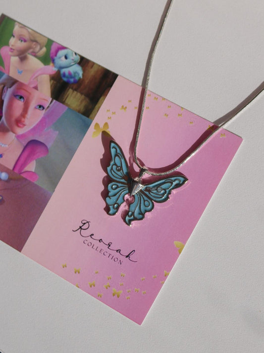Fairy Elina Azura Butterfly Necklace, Mermaid Necklace