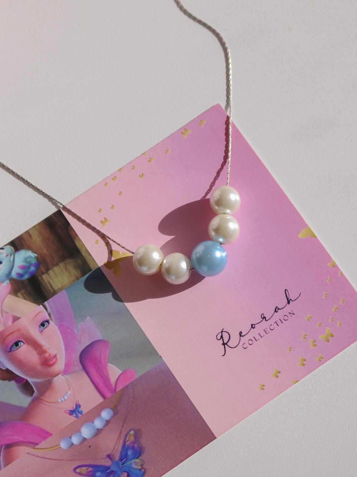 Fairy Elina Butterfly and Mermaid Pearl Necklace Set