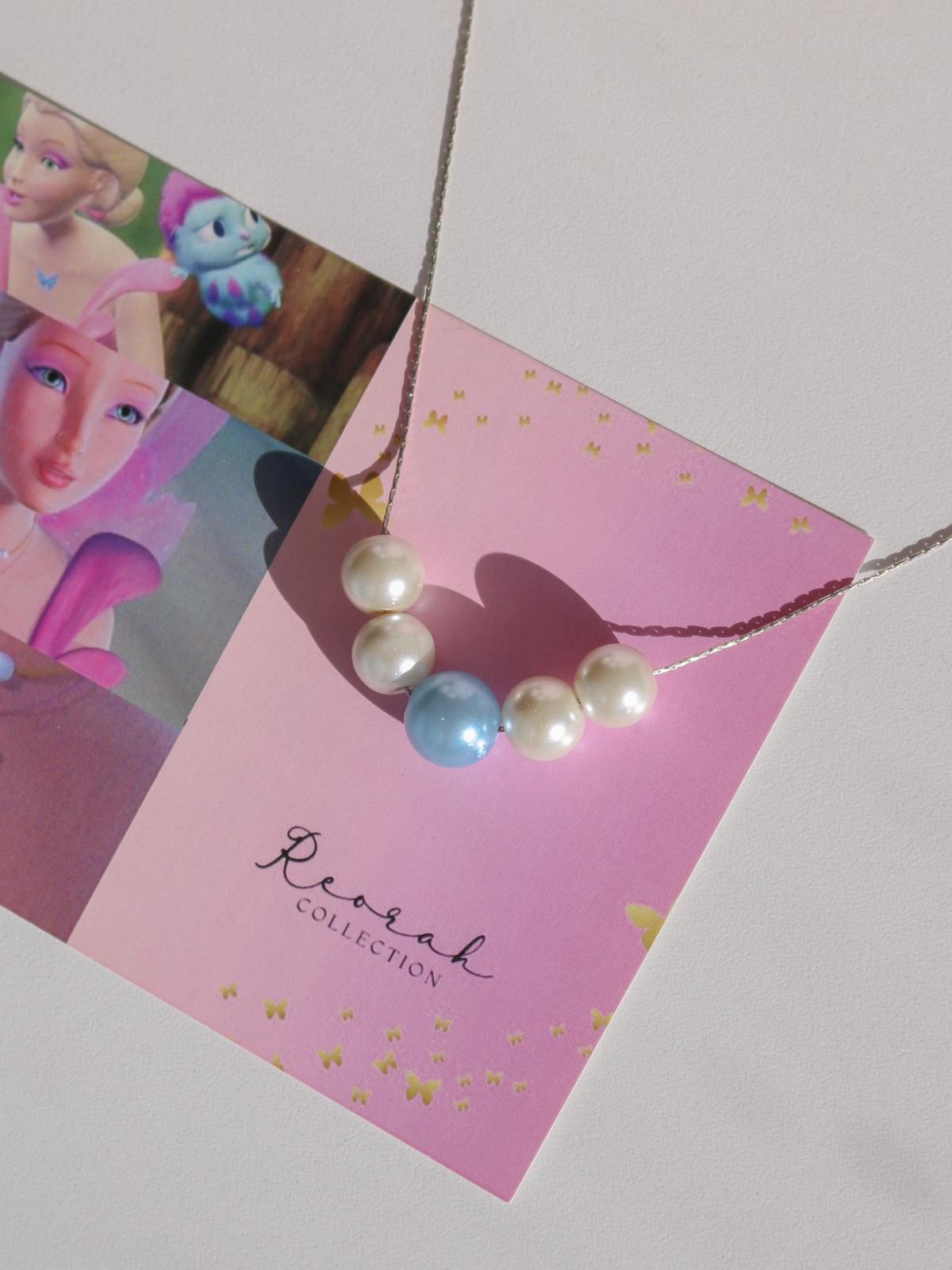 Fairy Elina Butterfly and Mermaid Pearl Necklace Set