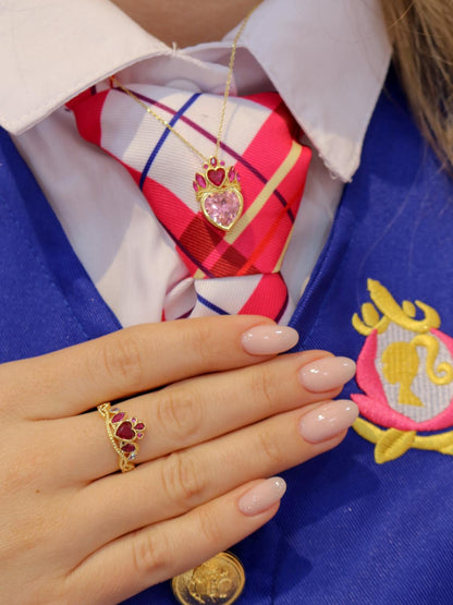 Princess School Crown Heart Necklace, 925 Sterling Silver