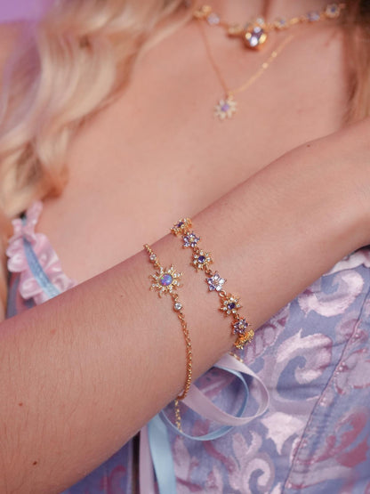 Rapunzel Sun Opal Set With Bracelet, 925 Sterling Silver, Princess Jewelry